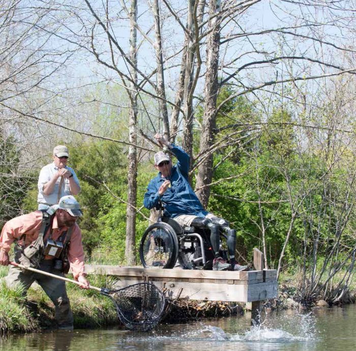 An example of wheelchair accessible fishing.